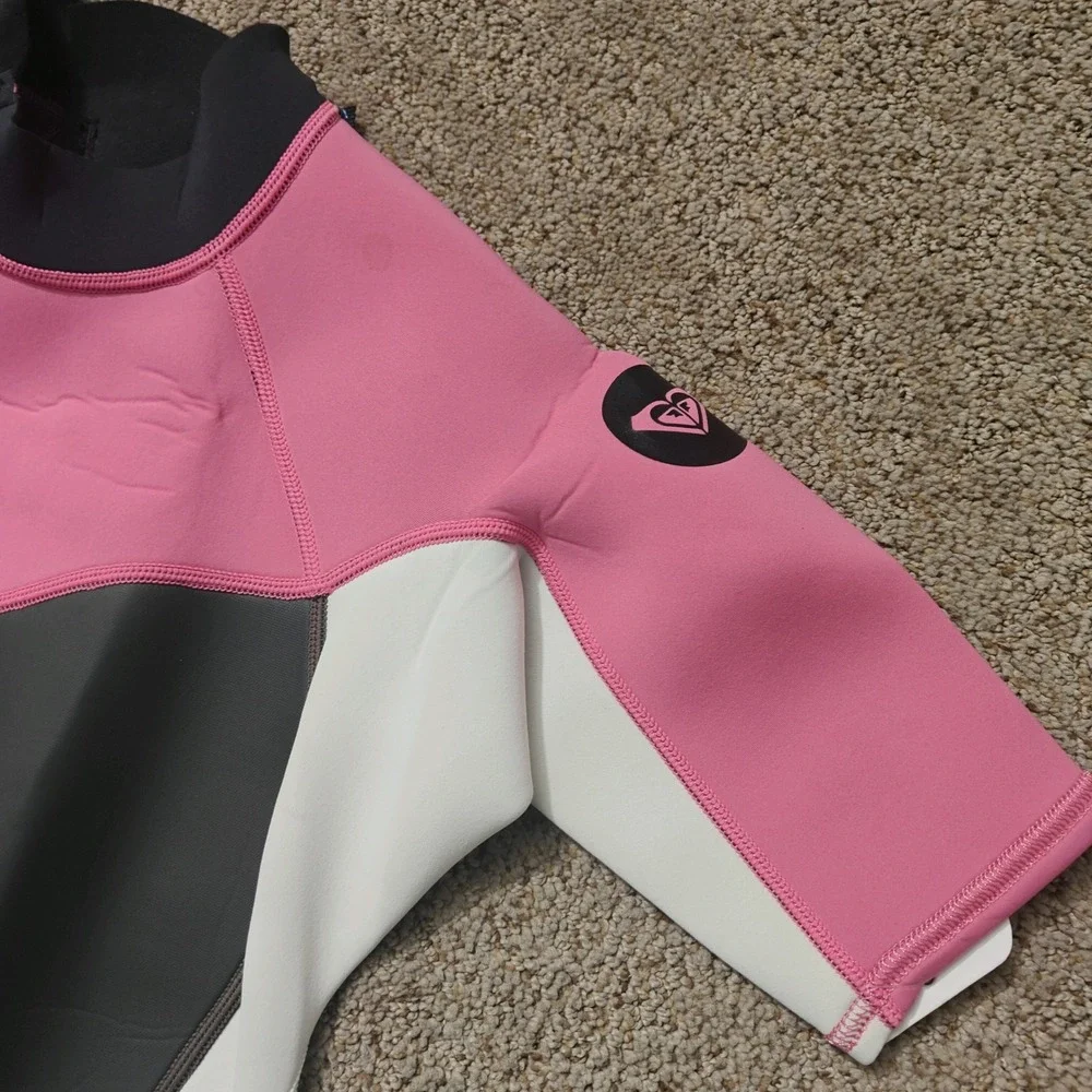 NWT Roxy Syncro Girls Size 6 Pink Grey‎ Shorty Wetsuit 2/2mm ARJW503001